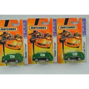 Matchbox Trash Titan MBX Metal Lot of 3 Diecast Cars NOC Waste Management Green